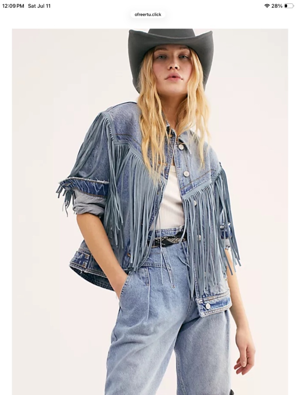 😍WE The Free BNWT After Hours fringe denim jacket L